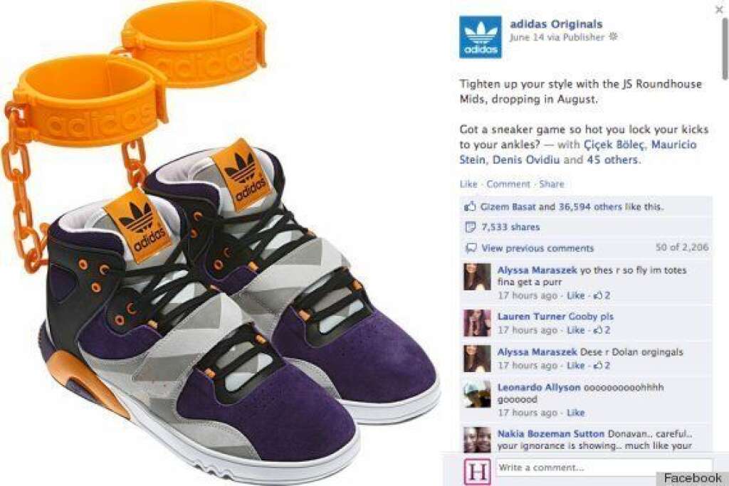 Adidas 'Shackle' Sneakers - Jeremy Scott designed these "handcuffs" sneakers for Adidas. However, after many complained that the <a href="http://www.huffingtonpost.com/2012/06/18/adidas-shackle-sneakers-controversy_n_1605661.html" target="_hplink">cuffs looked more like shackles</a>, Adidas canceled its plans to sell the shoes.