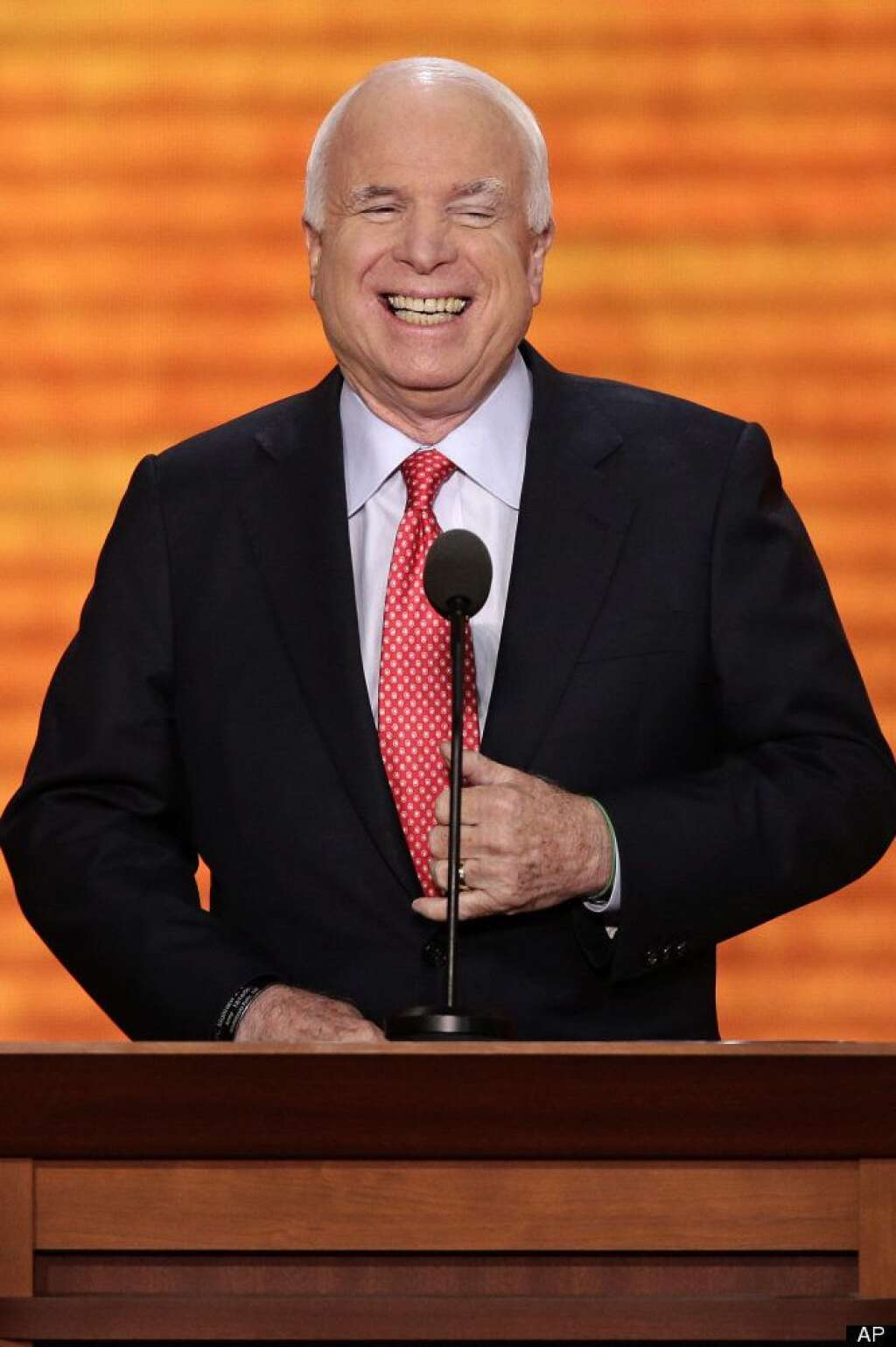 John McCain - Sen. John McCain, R-Ariz., smiles before addressing the during the Republican National Convention in Tampa, Fla., on Wednesday, Aug. 29, 2012. (AP Photo/J. Scott Applewhite)