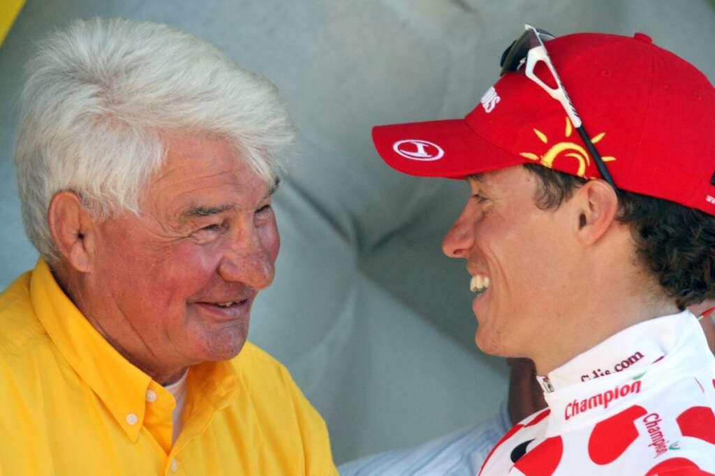 8. Raymond Poulidor - Les Français apprécient la simplicité de l'éternel second du Tour de France, ici en 2007 aux côtés de Sylvain Chavanel.