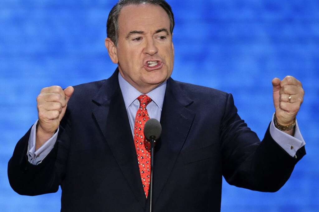 Mike Huckabee - Former governor of Arkansas Mike Huckabee addresses the Republican National Convention in Tampa, Fla., on Wednesday, Aug. 29, 2012. (AP Photo/J. Scott Applewhite)