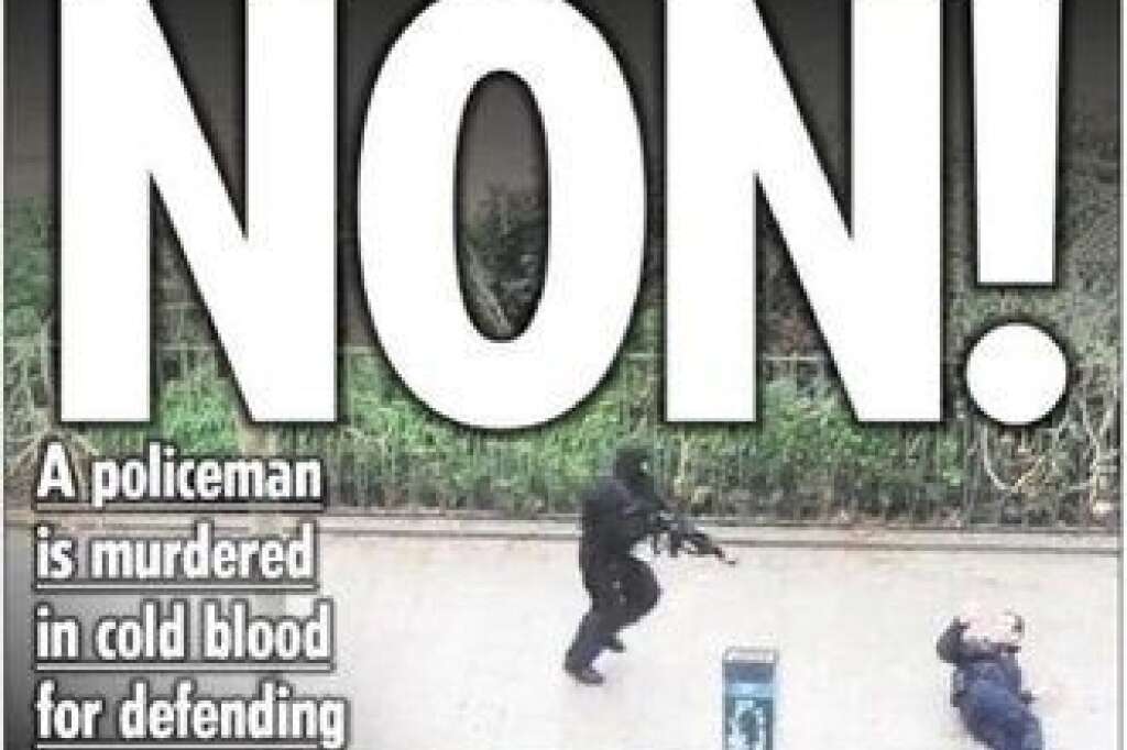 The Sun (Grande-Bretagne) - "12 morts à Paris dans l'attaque d'un magazine".  "Un policier mort avec sang-froid alors qu'il défendait la liberté d'expression. Ce mal au nom de l'Islam doit s'arrêter".