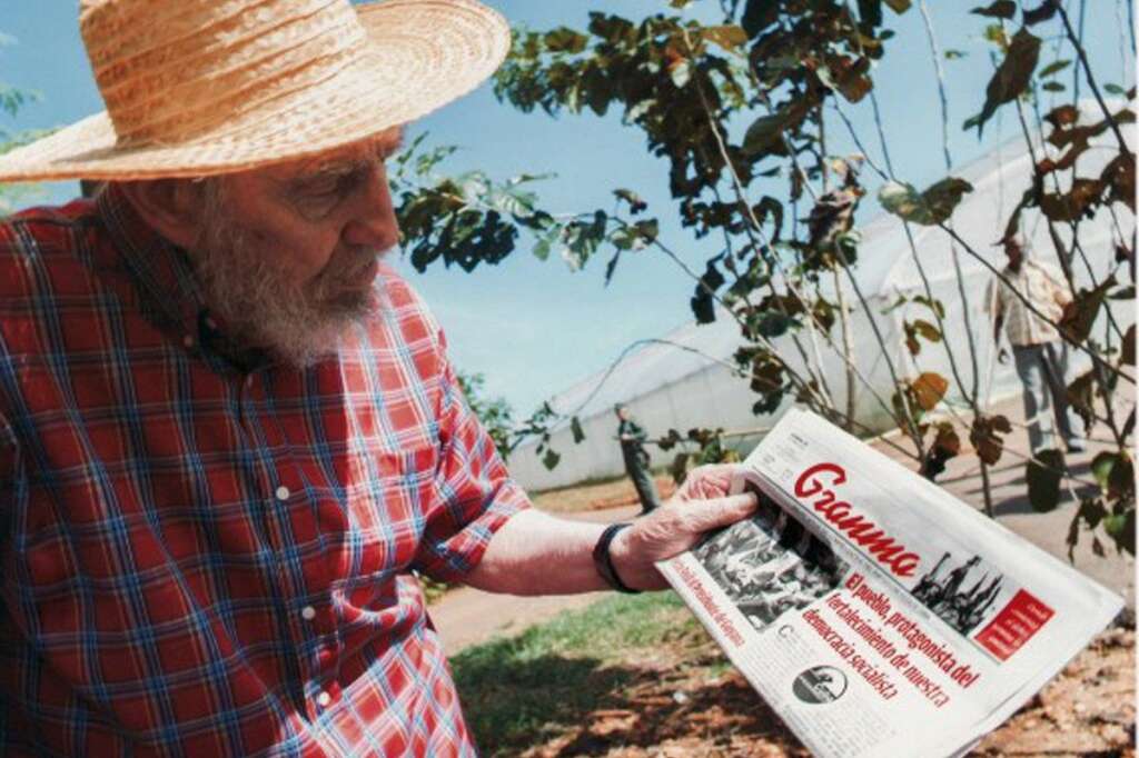 Fidel Castro - This picture released by Cubadebate on its website Monday Oct. 22, 2012 shows Cuban leader Fidel Castro holding a copy Friday's Oct. 19, 2012 edition of the newspaper Granma in Habana, Cuba. Persistent rumors circulated last week that the former Cuban leader was on his deathbed or had suffered a massive stroke.(AP Photo/Alex Castro, Cubadebate)