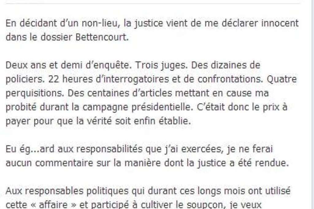 7 octobre 2013: non-lieu pour Sarkozy - Sa mise en examen pour "abus de faiblesse" en mars 2013 dans le dossier Bettencourt avait déclenché sa fureur et celle de ses proches. Faute de preuves, la justice a levé son épée de Damoclès, ouvrant la voie à un retour politique de plus en plus assumé.    <strong>A RELIRE:</strong> <a href="http://www.huffingtonpost.fr/2013/10/07/non-lieu-sarkozy-la-voie-retour-degagee-2017_n_4057310.html" target="_hplink">Après Bettencourt, la voie est libre pour Nicolas Sarkozy</a>