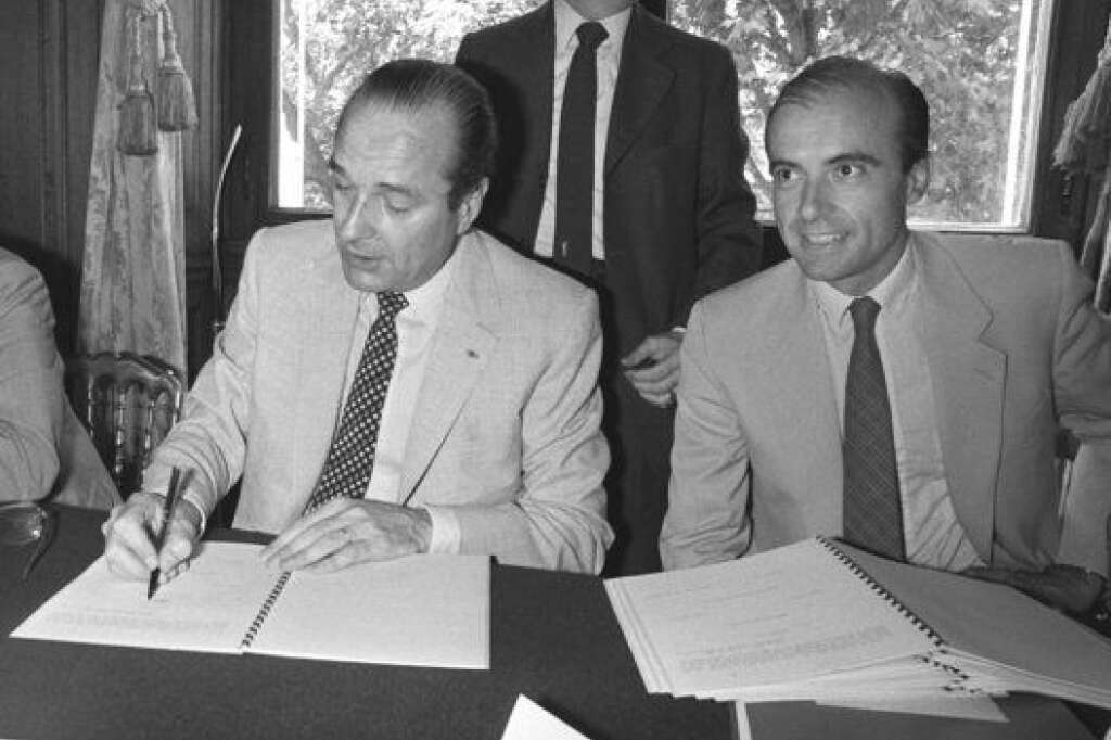 Un duo inséparable à Paris - Elu maire de Paris en 1975, Jacques Chirac fait rapidement appel à Alain Juppé pour l'épauler dans la capitale. En même temps qu'il intègre les structures nationales du RPR, il s'impose comme le principal conseiller de l'édile de la capitale, directeur des affaires financières puis adjoint en charge des finances, comme sur cette photo de 1982.
