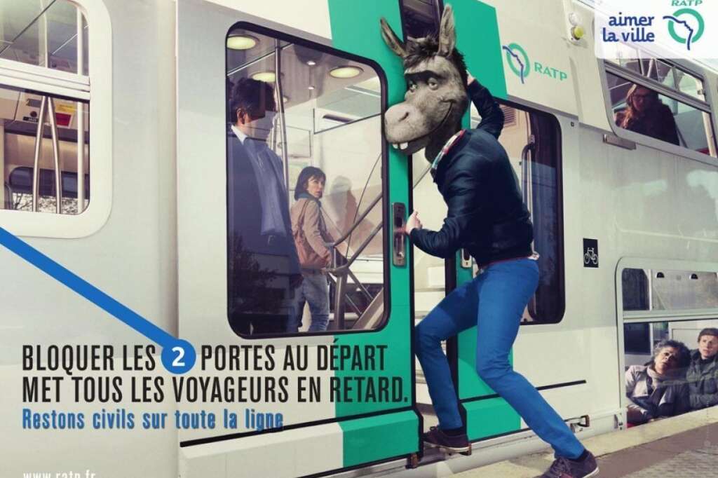 La campagne "restons civils" de la RATP - L'un de deux nouveaux visuels de la saison 2 de la campagne "restons civils".