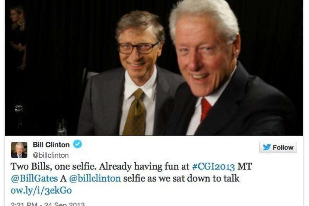 Le selfie de Bill Clinton avec Bill Gates -