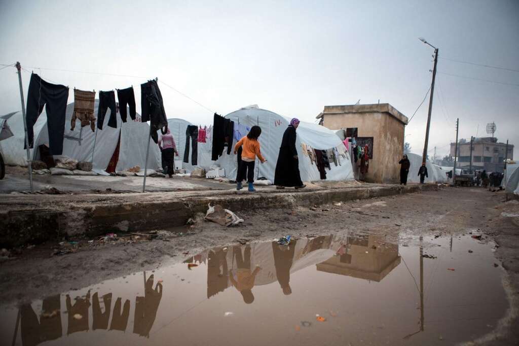 Le camp de réfugiés syriens d'Azaz, proche de la frontière turque, photographié le 10 janvier. -