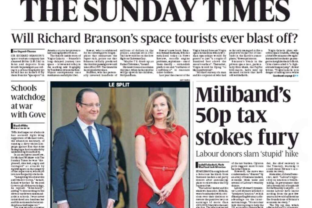 The Sunday Times - Le journal britannique The Sunday Times titre "Le split" (la rupture).