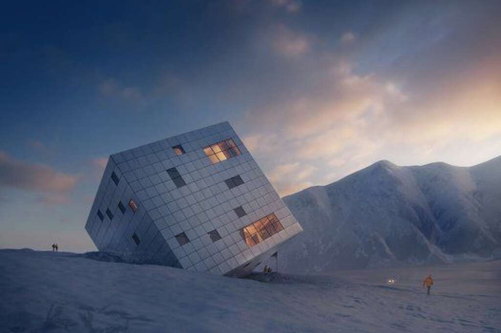 Un cube posé sur la montagne -