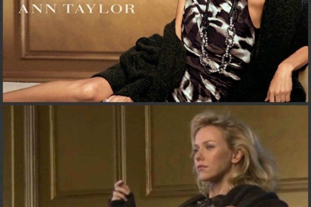 Los brazos, esos grandes despreciados - Otro fallo de photoshop en una campaña de Ann Taylor. Teniendo ahí a Naomi Watts, ¿quién necesita photoshop?