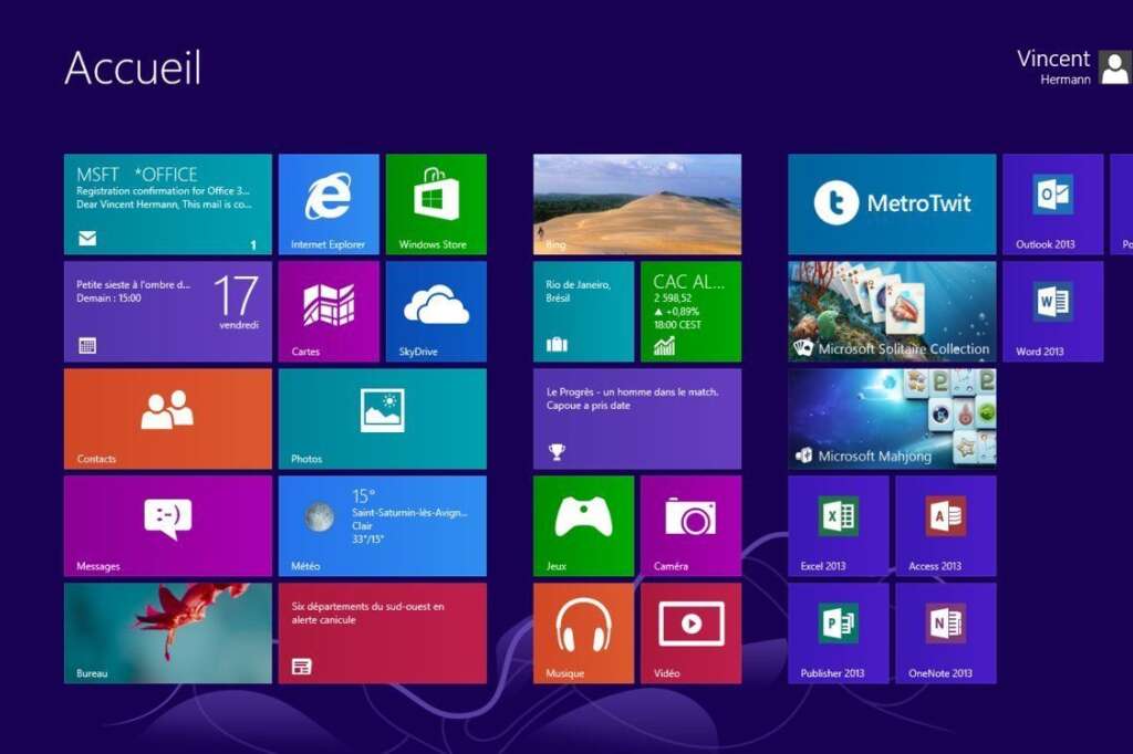 Ecran d'accueil de Windows 8 -