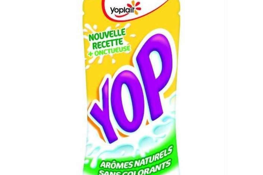 Yaourt à boire - Entreprise : Yoplait  Rayon : Ultra frais yaourt à boire Le produit : Yop parfum Ananas - pêche - céréales Les points à retenir : Un produit nomade pour des goûters plein  d’énergie et une recette sans colorant.