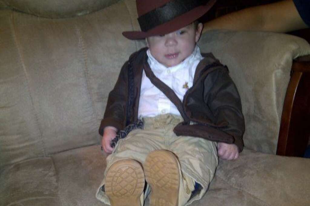 Homemade Indiana Jones costume. 4 months - <a href="http://www.huffingtonpost.com/social/ymendoza7"><img style="float:left;padding-right:6px !important;" src="http://s.huffpost.com/images/profile/user_placeholder.gif" /></a><a href="http://www.huffingtonpost.com/social/ymendoza7">ymendoza7</a>:<br />
