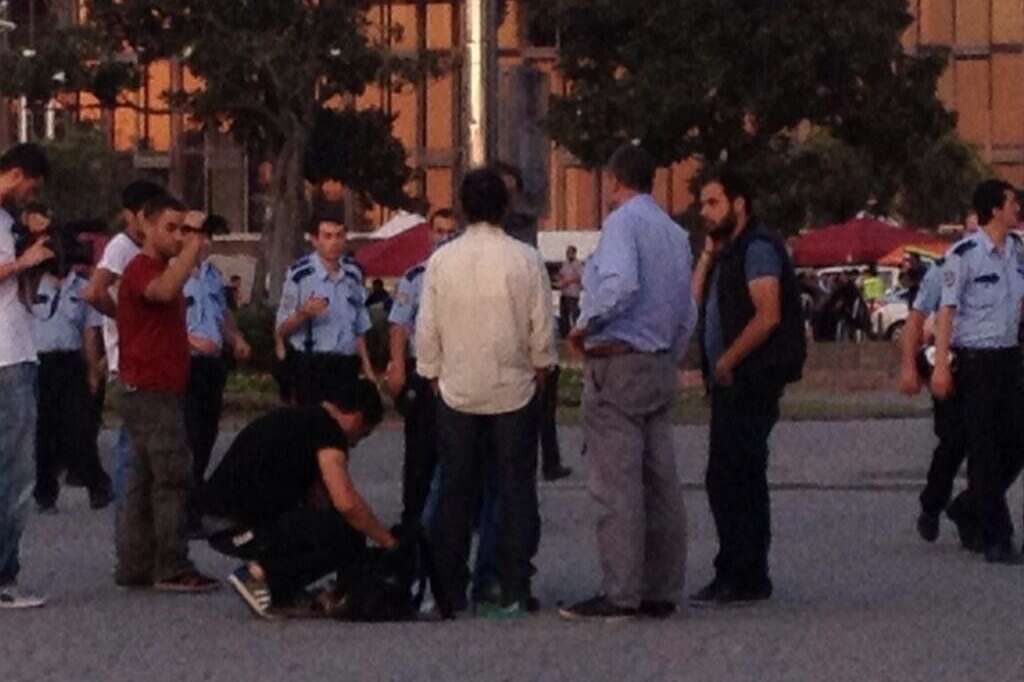 Duran Adam - La police fouille Erdem Gündüz, sur la place Taksim à Istanbul le 17 juin 2013.