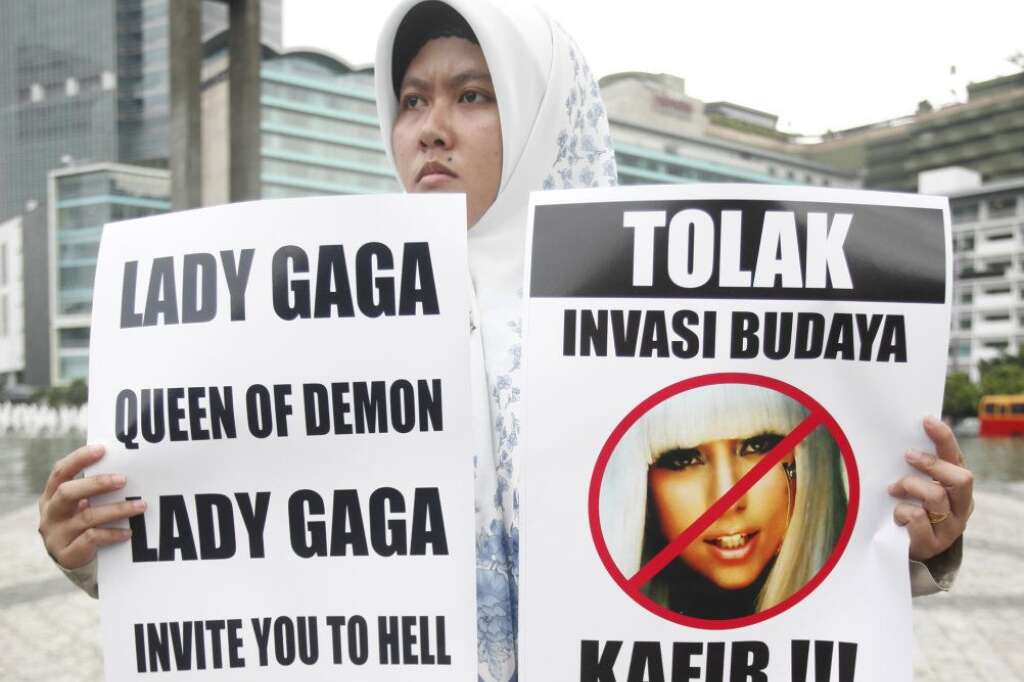 Manifestation contre Lady Gaga -