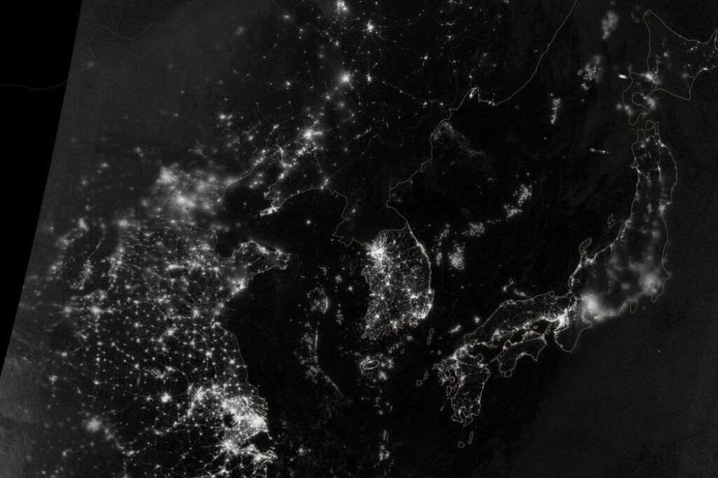 La péninsule coréenne - Une photo prise par le satellite Suomi NPP le 24 septembre 2012.