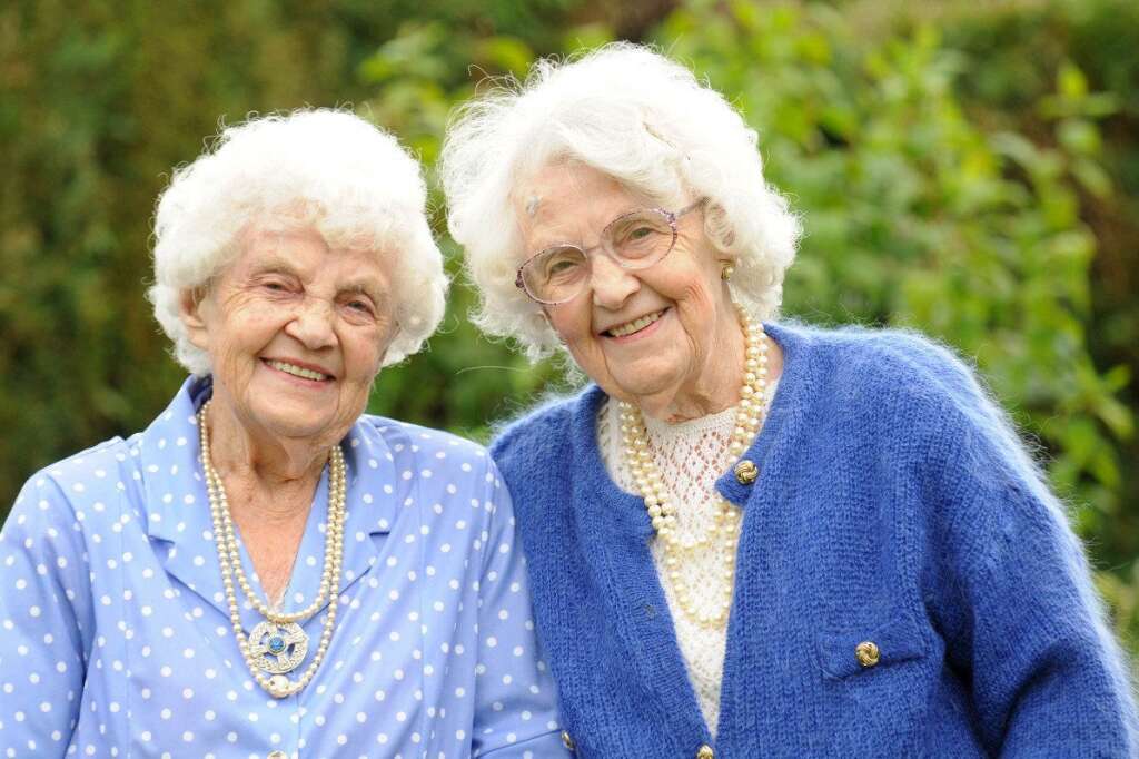 102 year-old Twins - Sisters Ena Pugh (pictured right) and Lily Millward who have just celebrated their 102 birthday. They are officially the oldest twins in the world. The pair both live near Brecon, South Wales