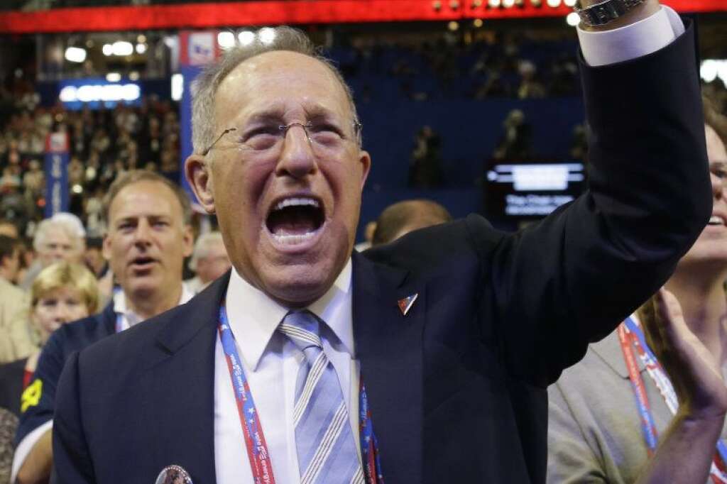 Scott Romney - Scott Romney, right, brother of U.S. Republican presidential candidate Mitt Romney, reacts at the Republican National Convention in Tampa, Fla., on Tuesday, Aug. 28, 2012. (AP Photo/Charles Dharapak)