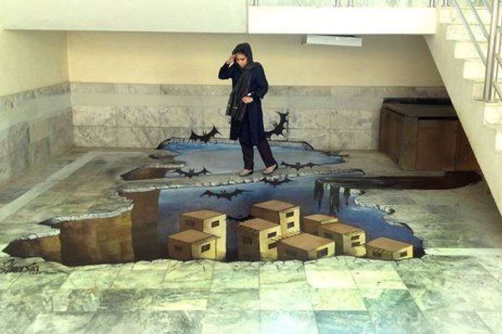 Shamsia Hassani - A l'intérieur de la faculté des beaux arts à Kaboul