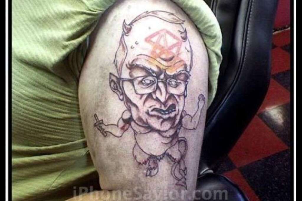 Dick Cheney - When in doubt, just cover up that old tat with one of an ex-vice president devil-goat.    <em>(<a href="http://www.iphonesavior.com/2008/10/zune-tattoo-guy-makes-dick-cheney-the-devil.html" target="_hplink">source</a>)</em>