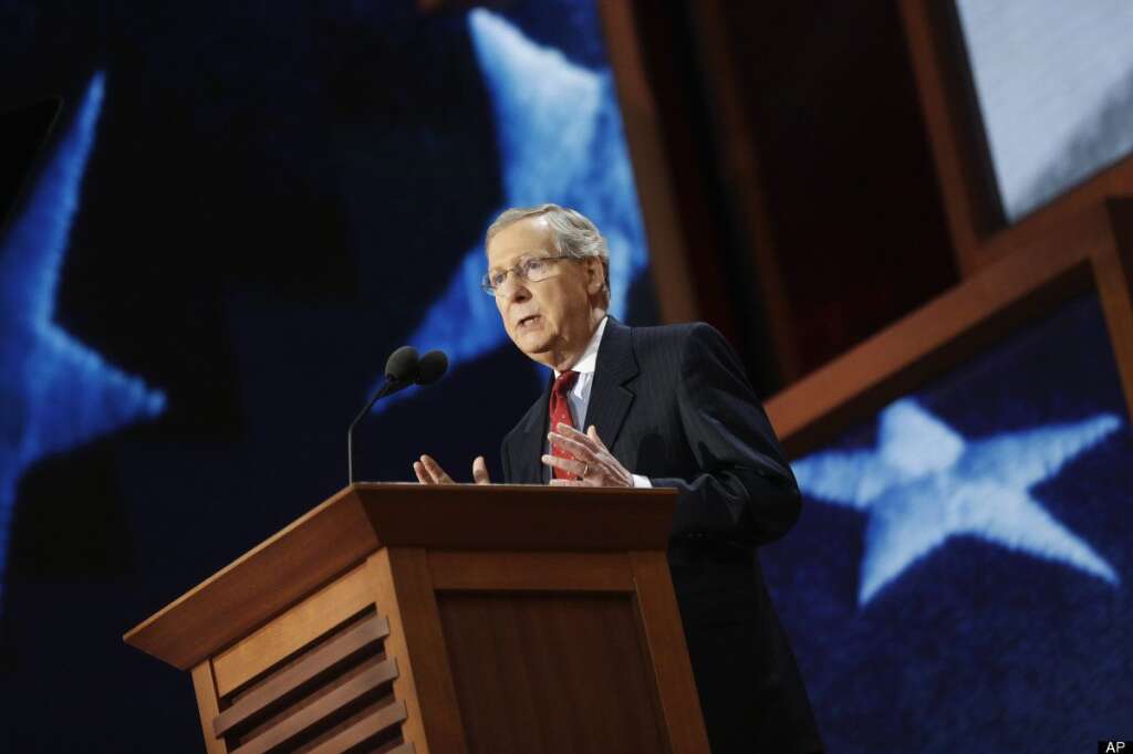 Mitch McConnell - Senate Minority Leader Mitch McConnell of Kentucky addresses to the Republican National Convention in Tampa, Fla., on Wednesday, Aug. 29, 2012. (AP Photo/Charles Dharapak)