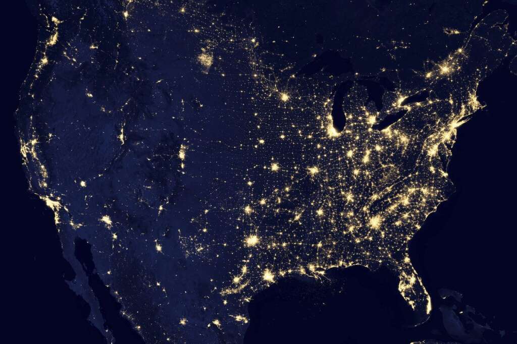 Les Etats-Unis la nuit, vus par le satellite Suomi NPP de la Nasa -