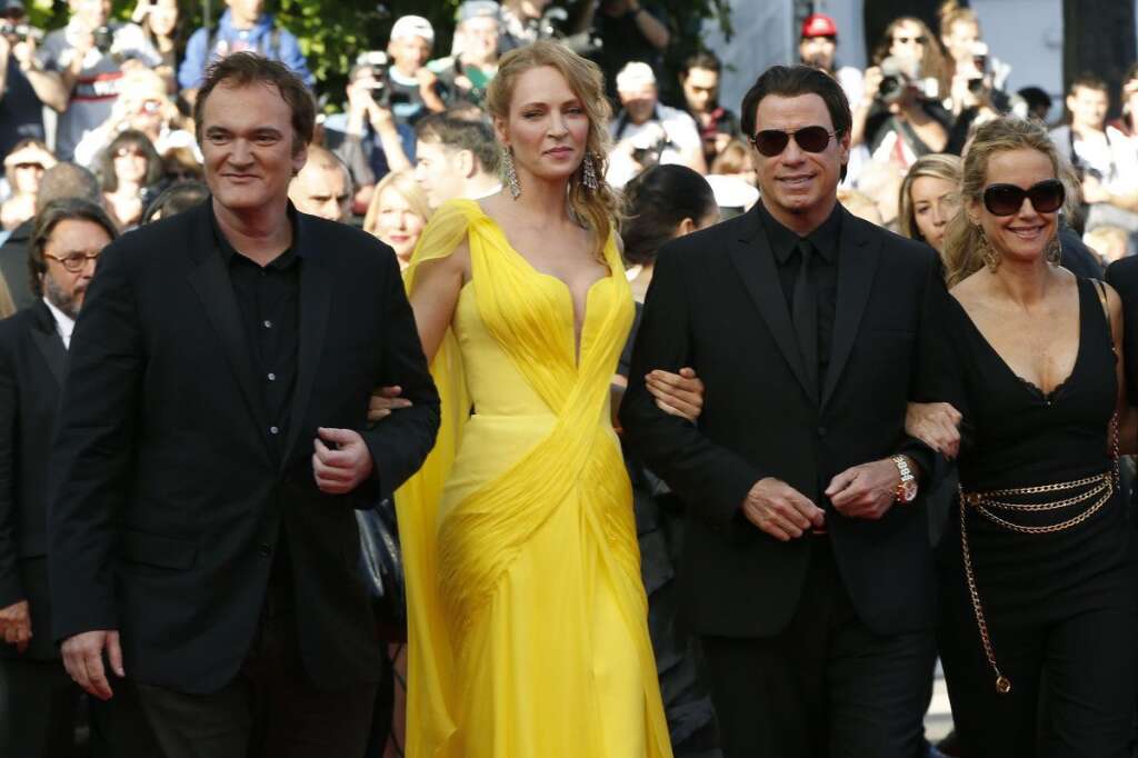 Quentin Tarantino, Uma Thurman, John Travolta et Kelly Preston -