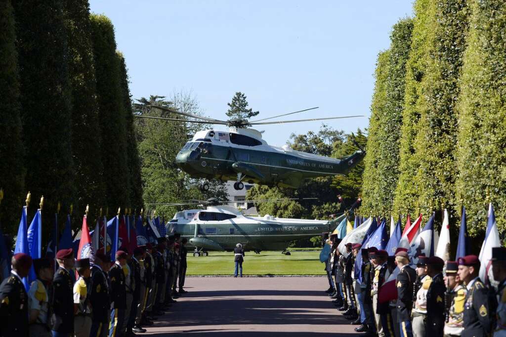 Barack Obama arrive à Colleville - C'est en hélicoptère que Barack Obama est arrivé au cimetière américain de Colleville-sur-mer.