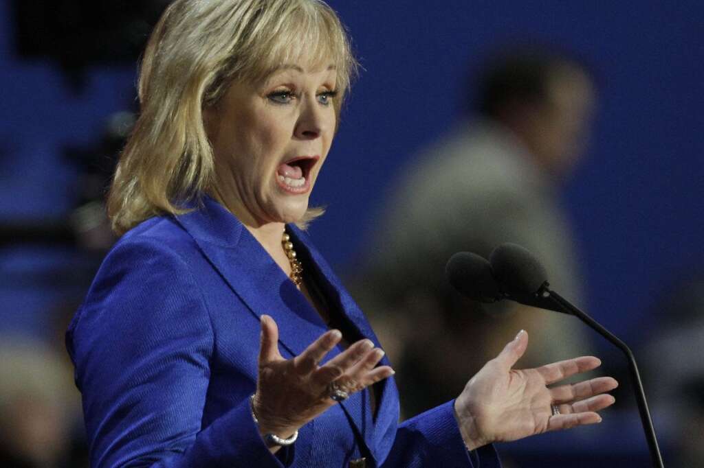Oklahoma Governor Mary Fallin speaks to delegates during the Republican National Convention in Tampa, Fla., on Tuesday, Aug. 28, 2012. (AP Photo/Charlie Neibergall)