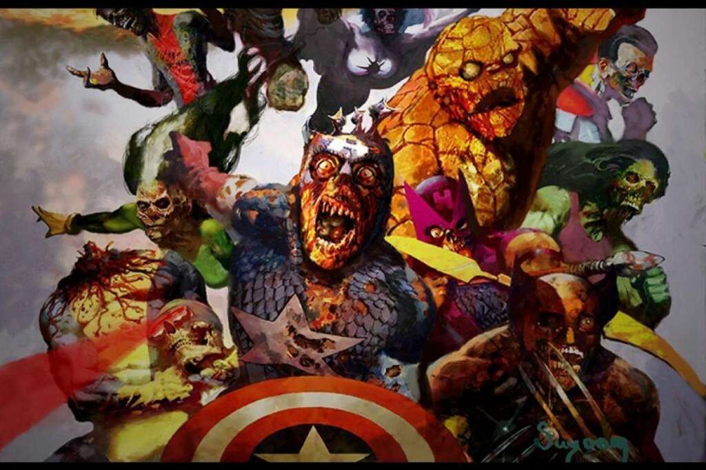 Marvel Zombies - Marvel a lui aussi voulu surfer la mode des zombies. Avec une terre parallèle peuplée de nos super-héros favoris version zombies cannibales. La série ne pouvait être confiée qu'à Robert Kirkman, auteur de plusieurs BD de super-héros (Invincible, Brit...) et de Walking Dead. Le succès de cette mini-série a été tel qu'elle a donné lieu à deux suites, très dispensables.