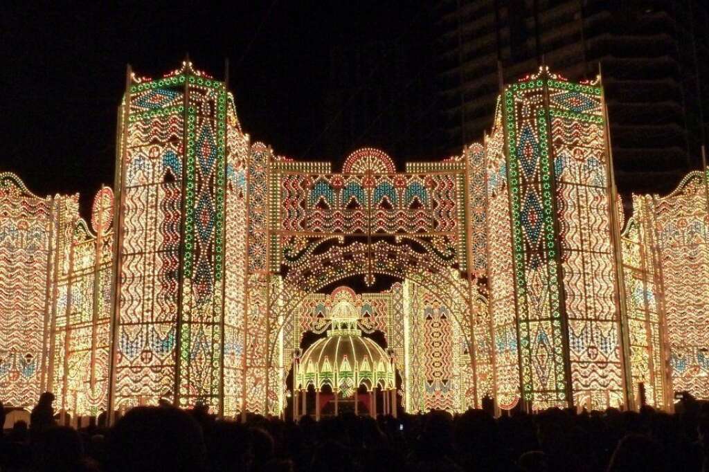 Kobe, Japan - Seasonal illuminations around Christmas time have become a popular attraction in cities across Japan and none is more beautiful than the Kobe Luminarie.    After the Kobe earthquake of 1995, Italy donated thousands of hand-painted bulbs to the city and these were transformed into an intricate, gothic-style luminarie designed by Valerio Festi and Hirokazu Imaoka.    The tradition continues, and every year from December 1-12, around four million locals and tourists alike come to celebrate Japan’s enduring resilience near Higashi-Yuenchi Park.    Search and compare <a href="http://www.cheapflights.com/flights-to-japan/" target="_hplink">cheap flights to Japan</a>.