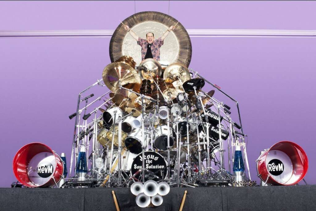 Largest Drum Kit - The largest drum set is comprised of 340 pieces, and is owned by Dr. Mark Temperato of Lakeville, New York.