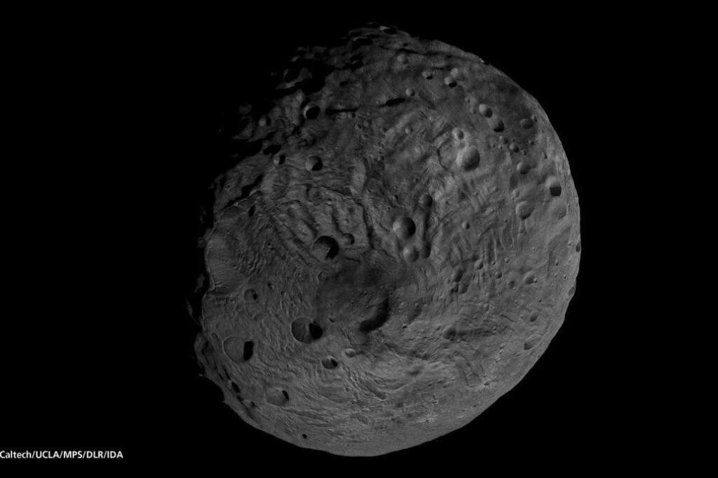 Le pôle sud de l'astéroïde Vesta -