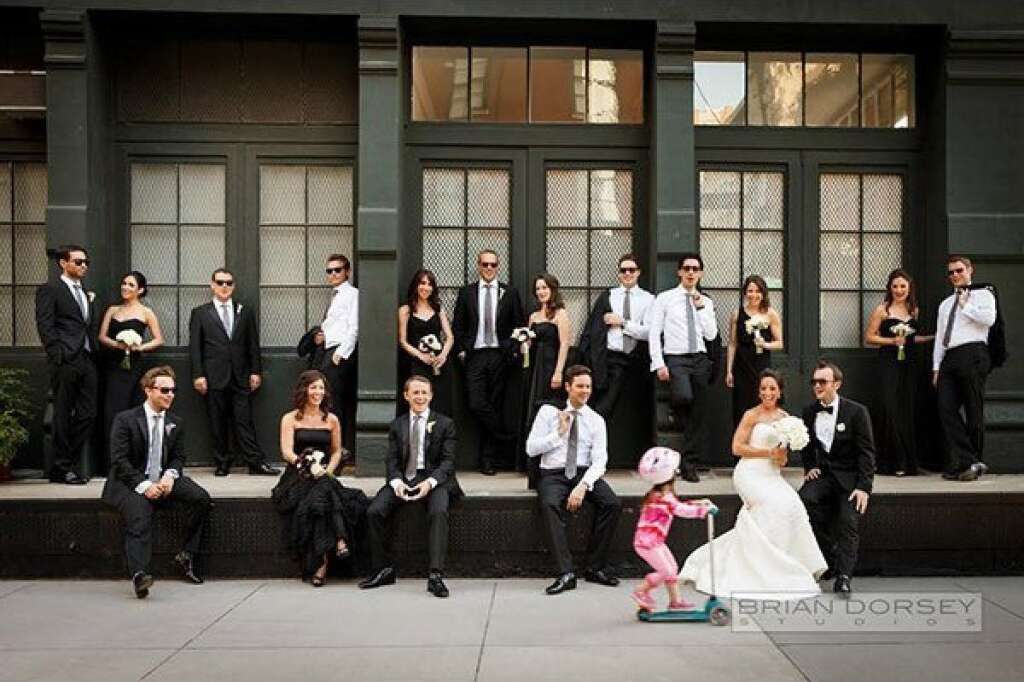 Scoot Over - Let&#39;s face it — <a href="http://www.bridalguide.com/planning/bridal-party-photos" target="_hplink">bridal party portraits</a> can get exhausting. There&#39;s nothing like an adorable tyke to put a huge grin on your face, even if your muscles are tired from smiling!  <span style="font-size:10px;"><em>Photo Credit: <a href="http://www.briandorseystudios.com" target="_hplink">Brian Dorsey Studios</a></em></span>
