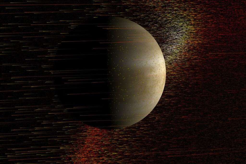 Vénus - Contrairement à la Terre, Vénus n'a pas de champ magnétique pour dévier les puissantes explosions solaires - comme on peut le voir sur cette image créée par la NASA.