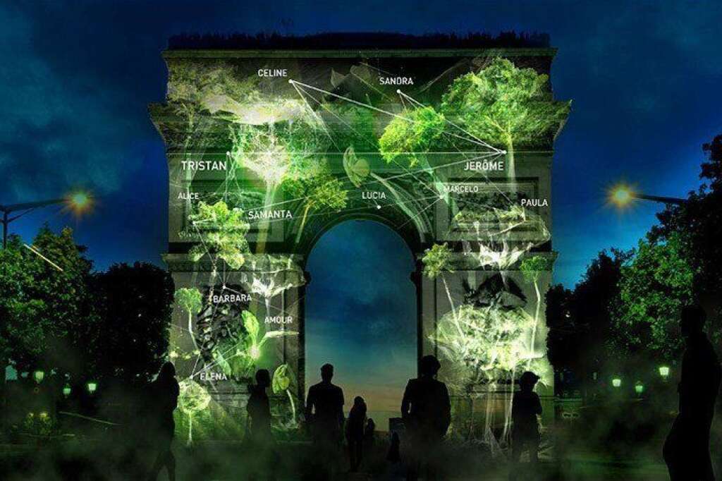L'arc du Triomphe couvert d'arbres virtuels -