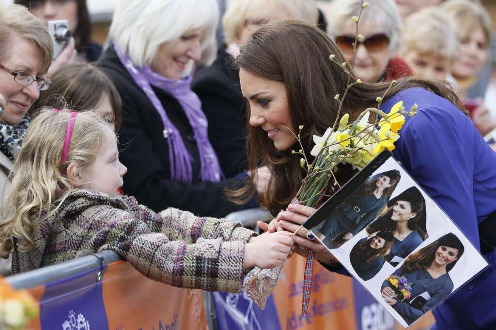 Catherine, Duchess Of Cambridge Visits The Treehouse Children's Centre - LONDON, ENGLAND - MARCH 19:  Catherine, Duchess of Cambridge meets a young fan during a visit to open The Treehouse Children's Hospice on March 19, 2012 in Ipswich, England.  (Kirsty Wigglesworth - WPA Pool/Getty Images)