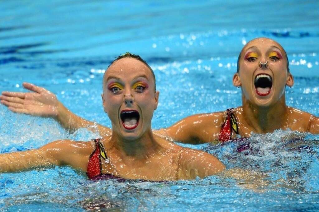 Les visages de la nage synchronisée - Les Canadiennes Marie-Pier Gagnon Boudreau et Elise Marcotte  (Martin Bureau / Getty Images)