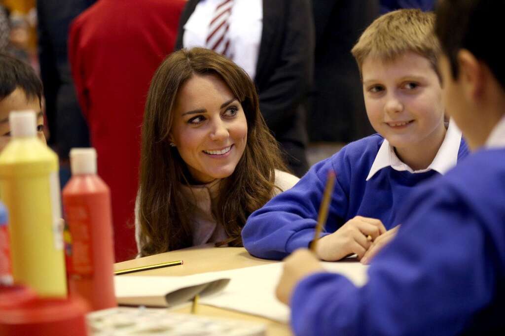 Royal visit to Cambridgeshire - The Duchess of Cambridge meets pupils as she visits Manor School during an official visit to Cambridge with the Duke of Cambridge. PRESS ASSOCIATION Photo. Picture date: Wednesday November 28, 2012. William and Kate will toured Cambridge for the first time since they adopted their titles on their wedding day in April last year. See PA story ROYAL Cambridge. Photo credit should read: Chris Jackson/PA Wire