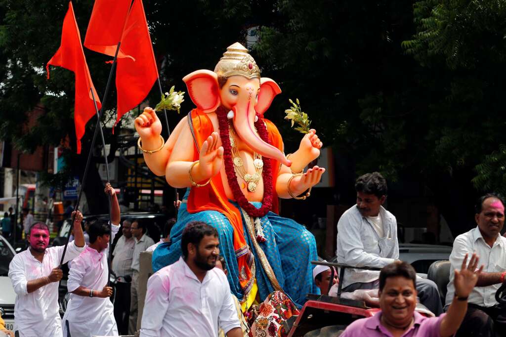 - An idol of the Hindu god Ganesh, the deity of prosperity, is transported to a place of worship on the first day of the Ganesh Chaturthi festival in Ahmedabad, India, September 5, 2016.