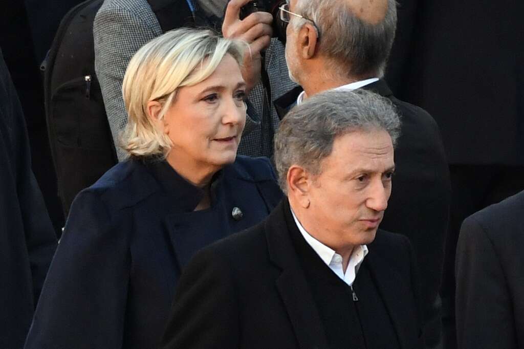 L'animateur Michel Drucker et la présidente du RN Marine Le Pen -