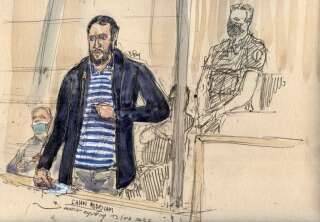 Salah Abdeslam, principal accusé dans le procès des attentats du 13 novembre 2015, ici en avril 2022 dans la salle d'audience