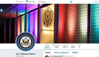 La couverture du compte Twitter de l'ambassade américaine à New-Delhi en hommage au mois des fiertés.