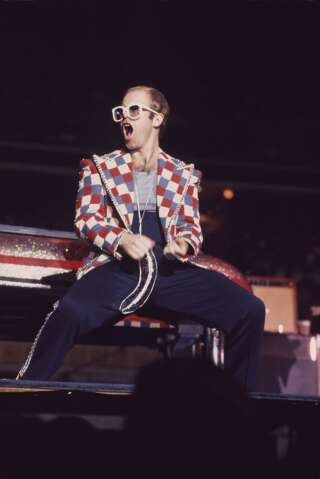 Elton John, performing onstage. during Elton John in Concert at Omni - July 16, 1976 at Omni Coliseum in Atlanta, Georgia, United States. (Photo by Tom Hill/WireImage)