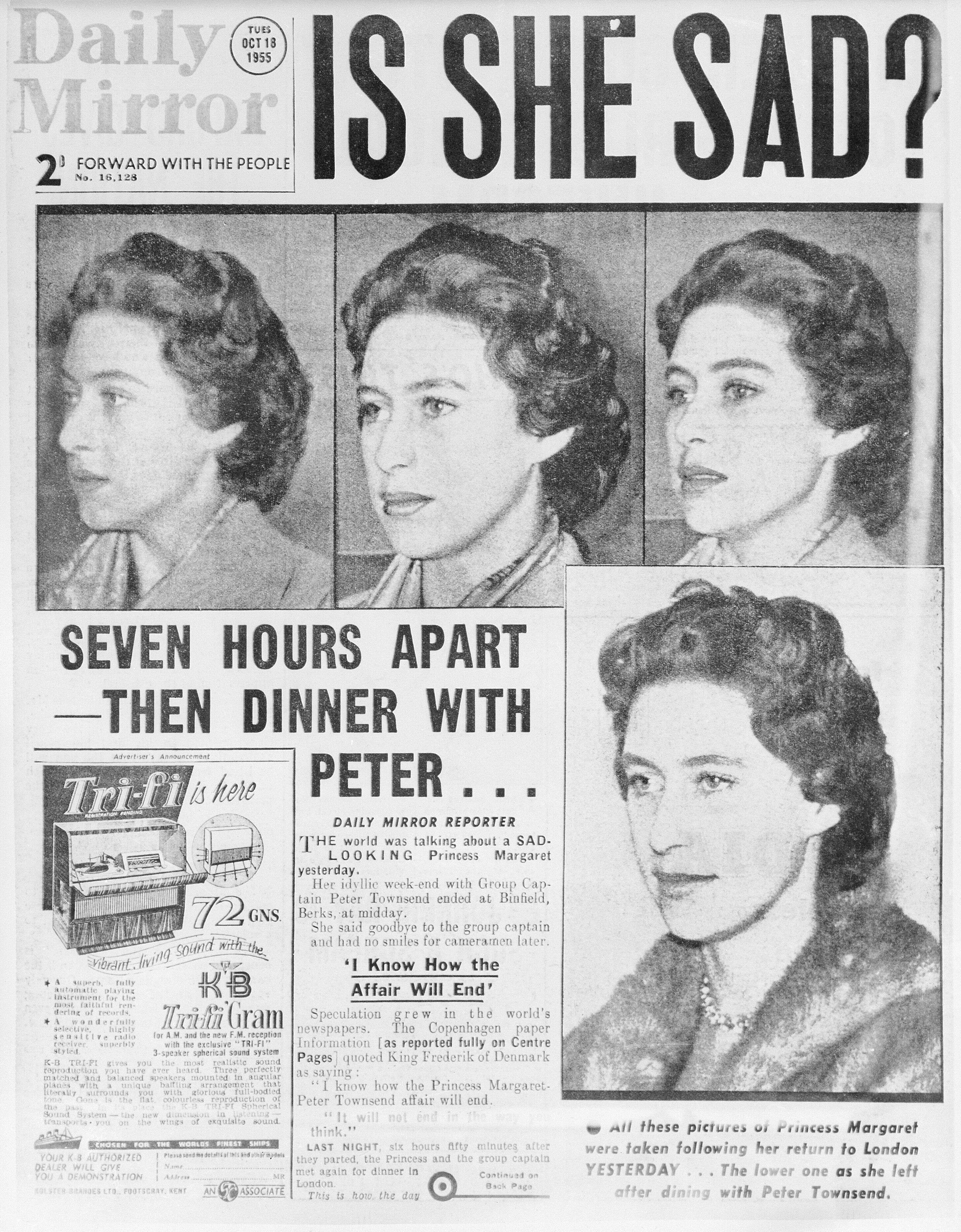 Princess Margaret's doomed romance with Group Captain Peter Townsend was played out in the tabloids