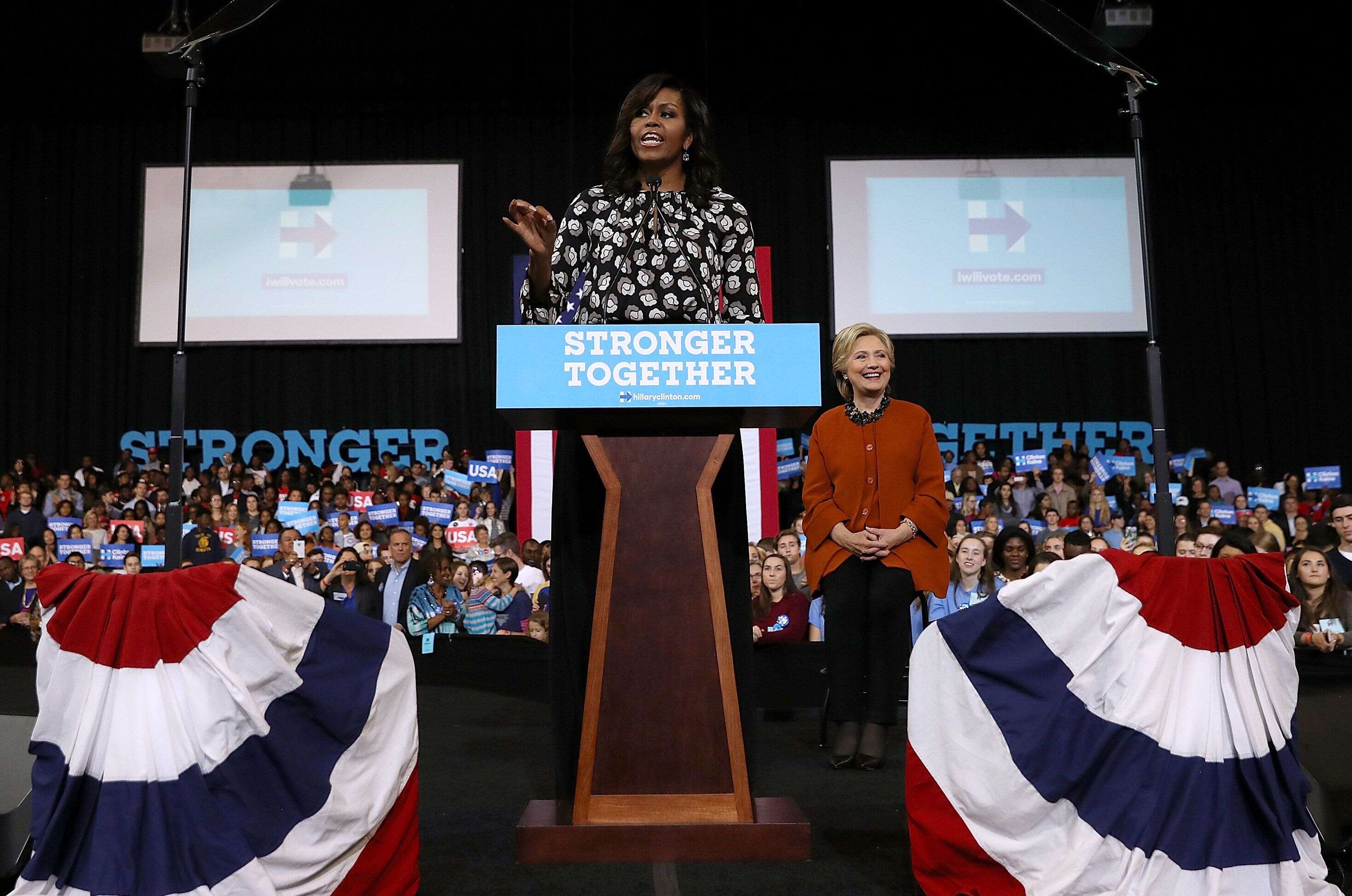 Michelle Obama et Hillary Clinton en Caroline du Nord