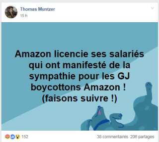 Ces gilets jaunes appellent au boycott d'Amazon