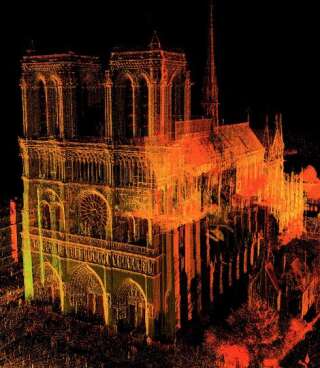 Un des scanners de la cathédrale Notre-Dame de Paris. Les plans dressés par Andrew Tallon permettent de zoomer sur n'importe quelle partie du bâtiment et d'y faire des mesures.