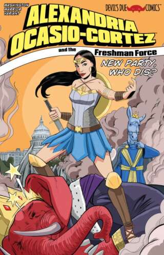 Alexandria Ocasio-Cortez en Wonder Woman sur une couverture alternative du comics book