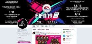 La page Twitter d'EA Sports, l'éditeur de FIFA 19